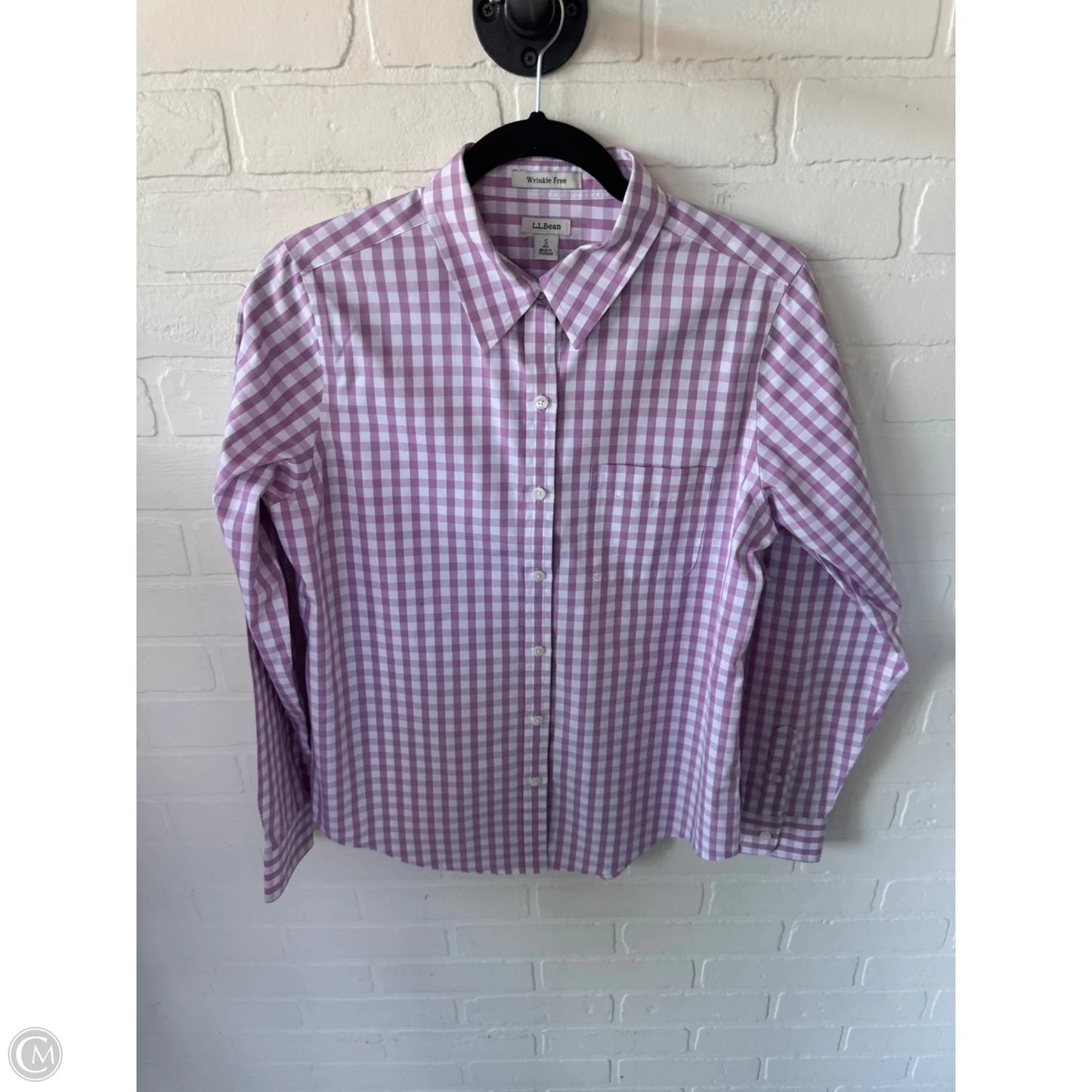 Top Long Sleeve By L.l. Bean In Purple & White, Size: S