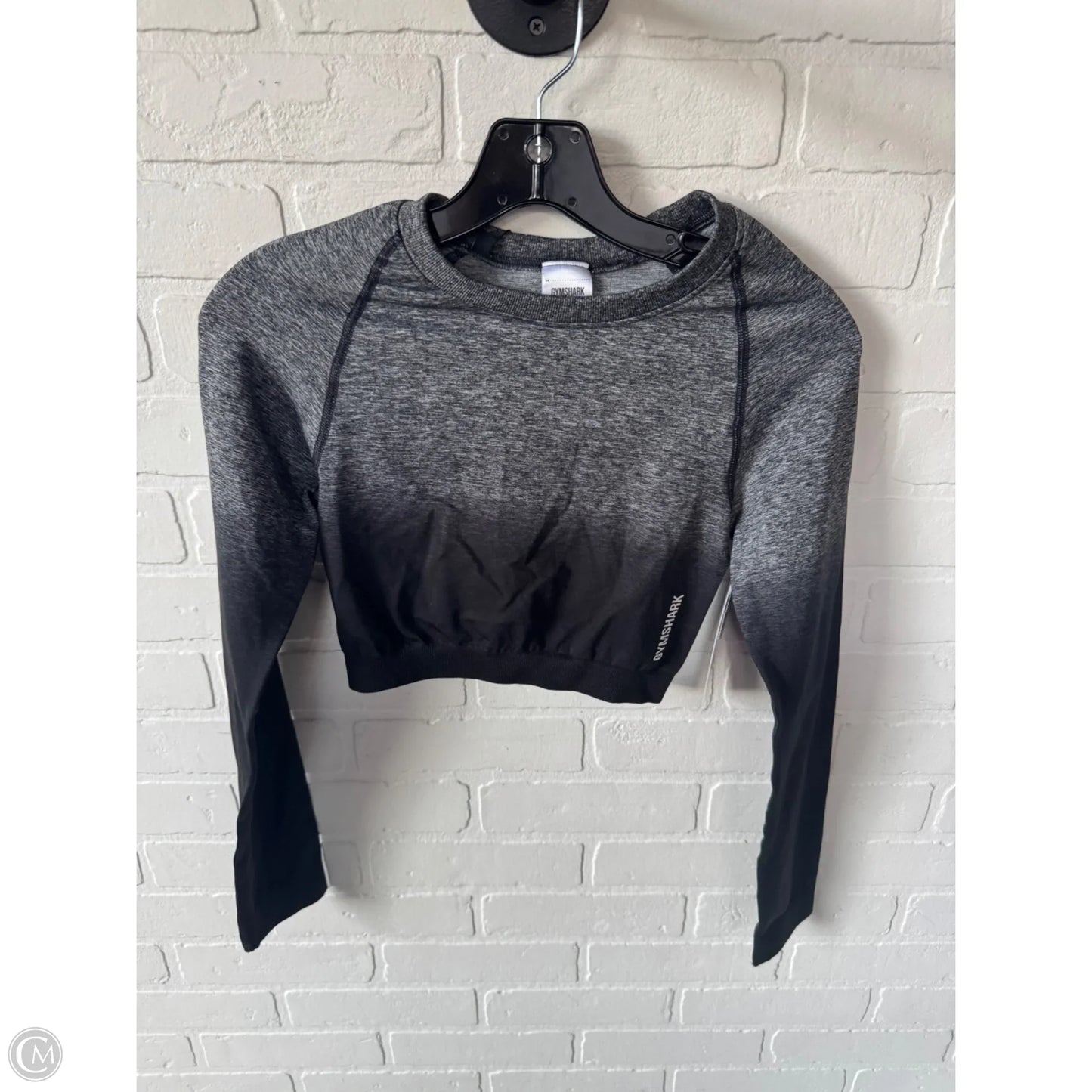 Athletic Top Long Sleeve Crewneck By Gym Shark In Black & Grey, Size: S