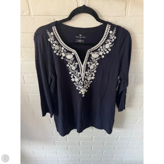 Top 3/4 Sleeve By Talbots In Blue & Cream, Size: S