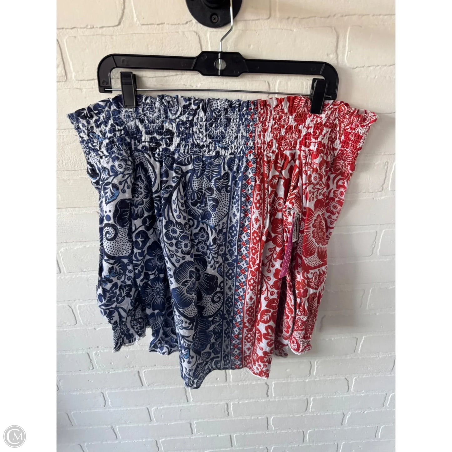 Top 3/4 Sleeve By Chicos In Blue & Red & White, Size: M