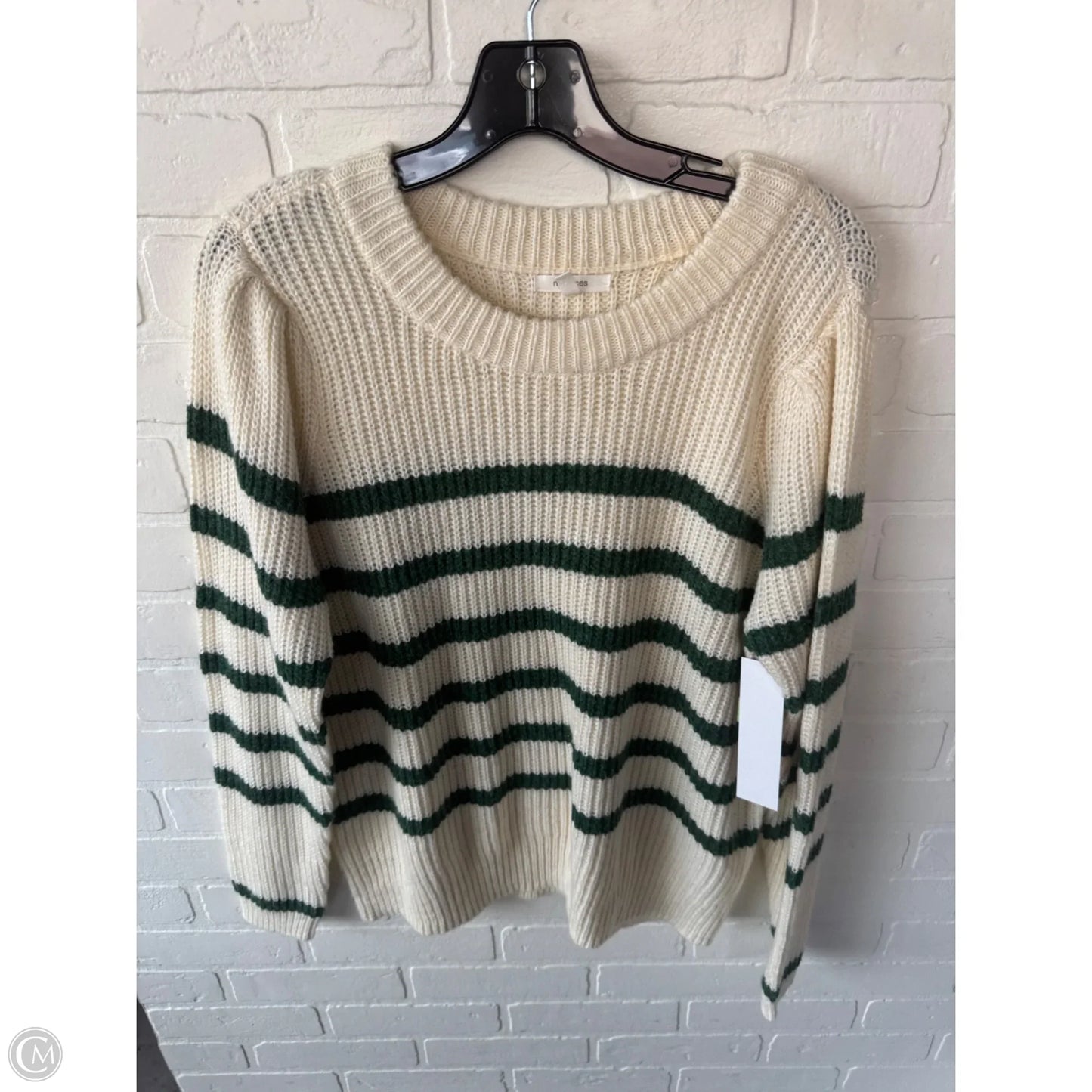 Sweater By Maurices In Cream & Green, Size: L