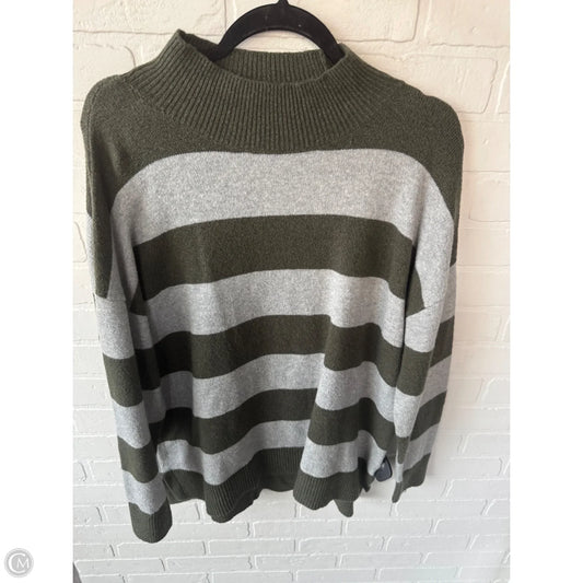 Sweater By Loft In Green & Grey, Size: L