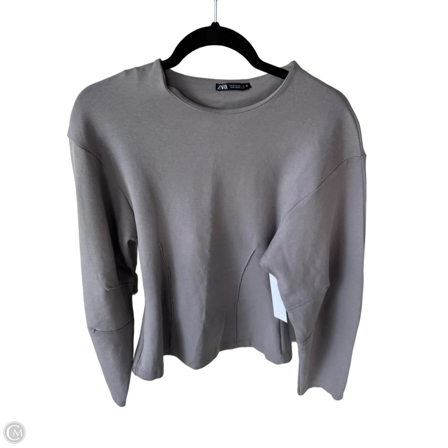 Top Long Sleeve By Zara In Grey, Size: M
