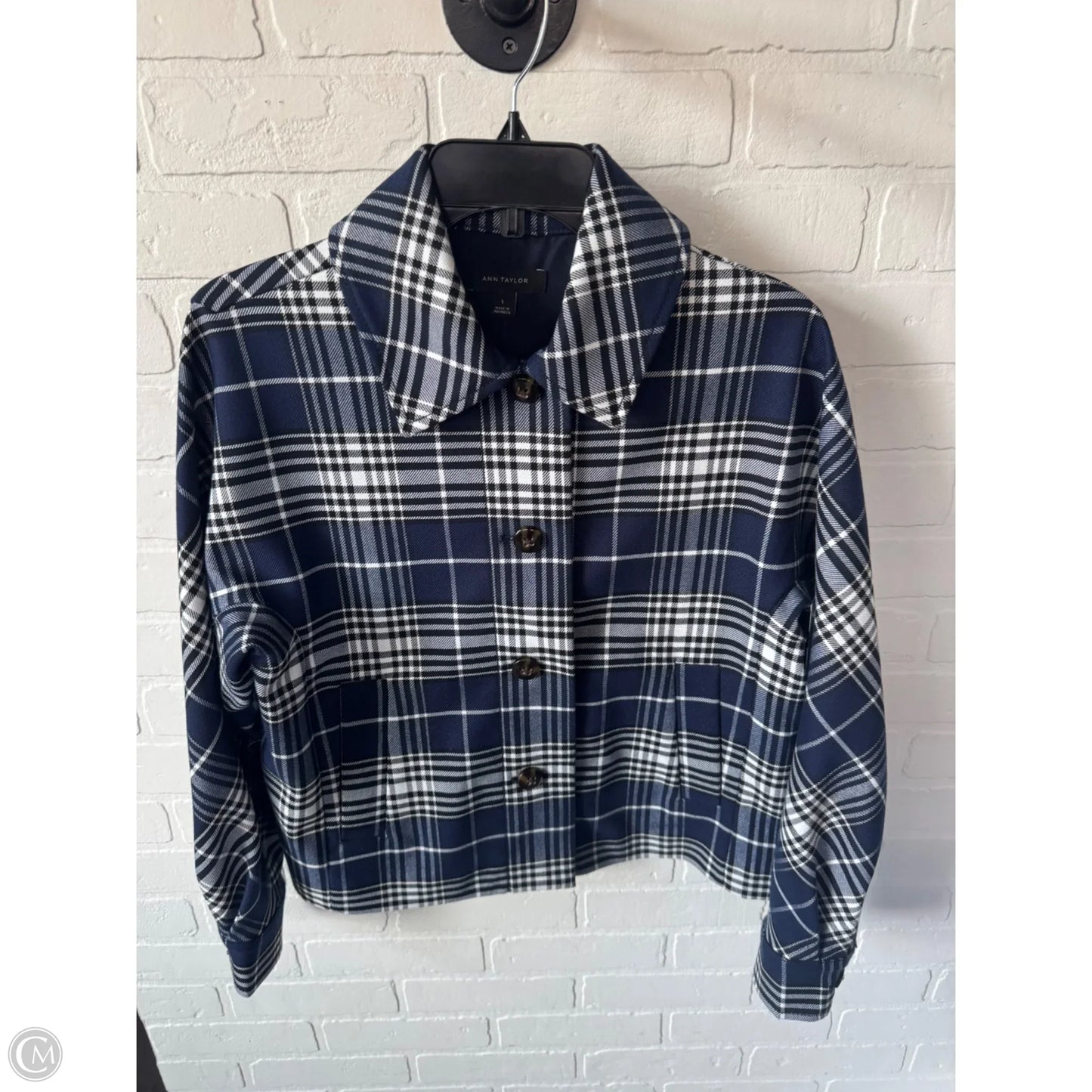 Blazer By Ann Taylor In Blue & White, Size: S