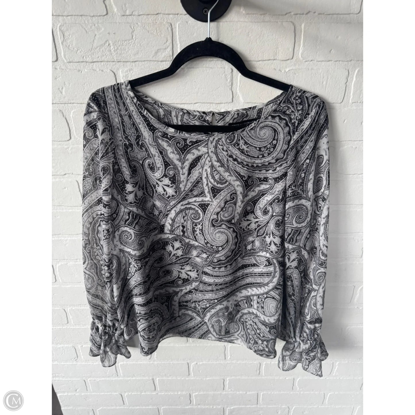 Top Long Sleeve By White House Black Market In Black & Grey, Size: S