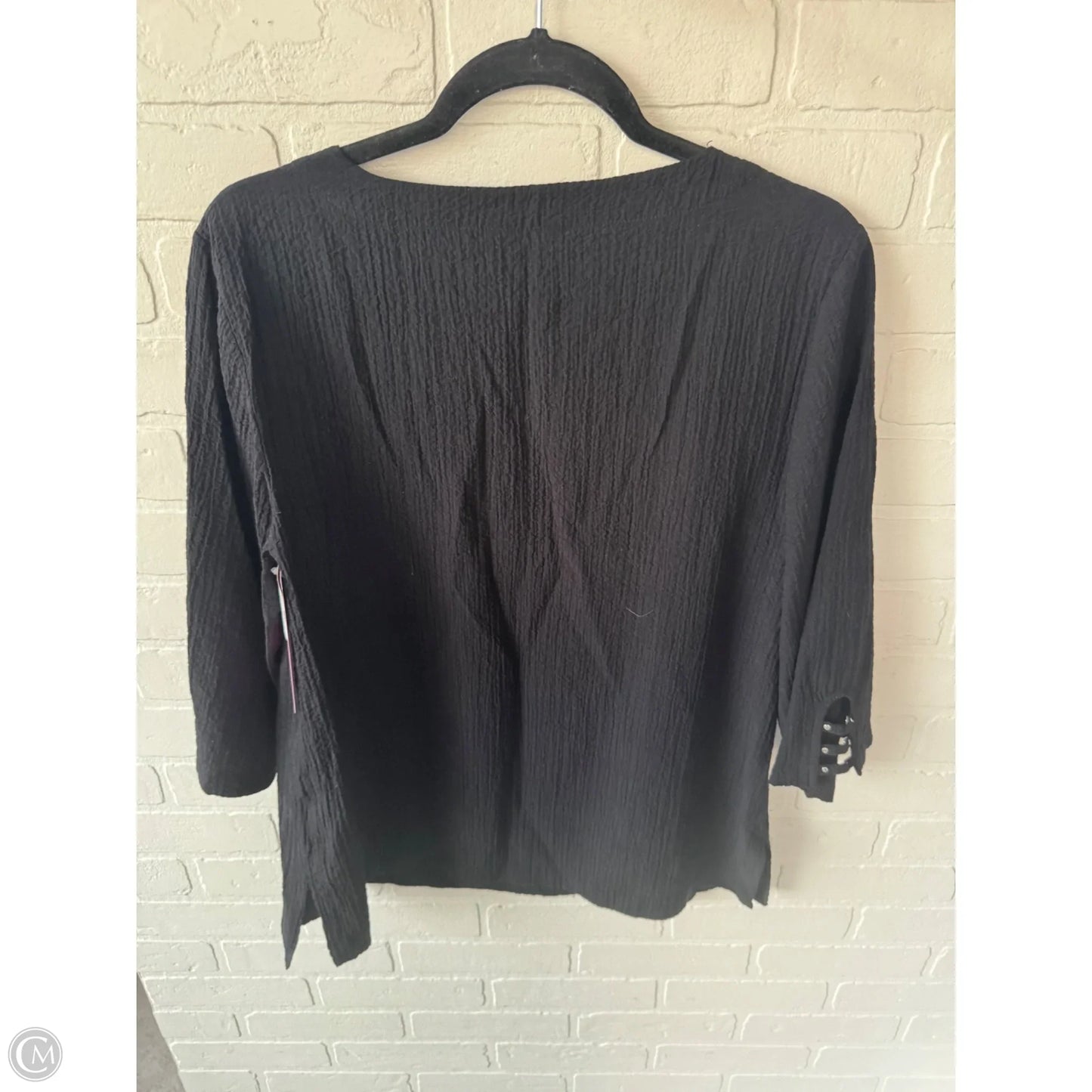 Top 3/4 Sleeve By Jm Collections In Black, Size: S