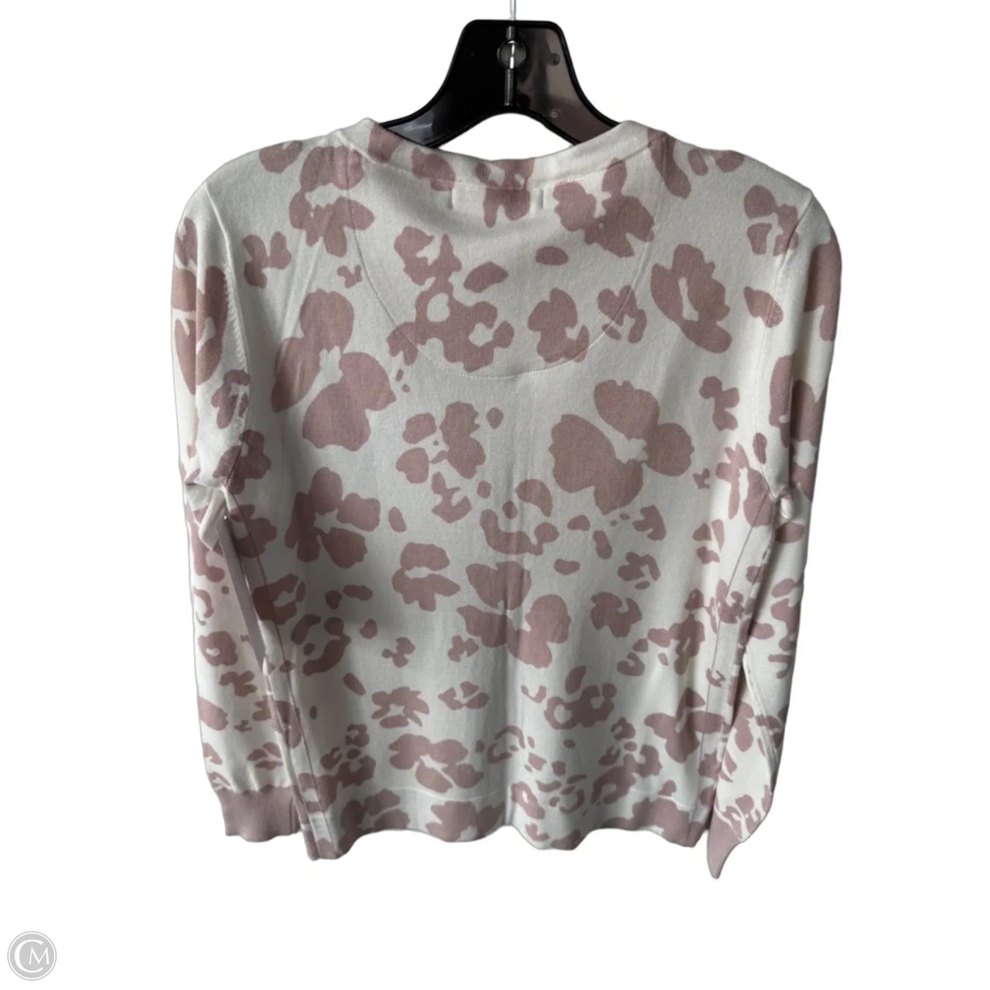 Sweater Cardigan By Daniel Rainn In Pink & White, Size: M