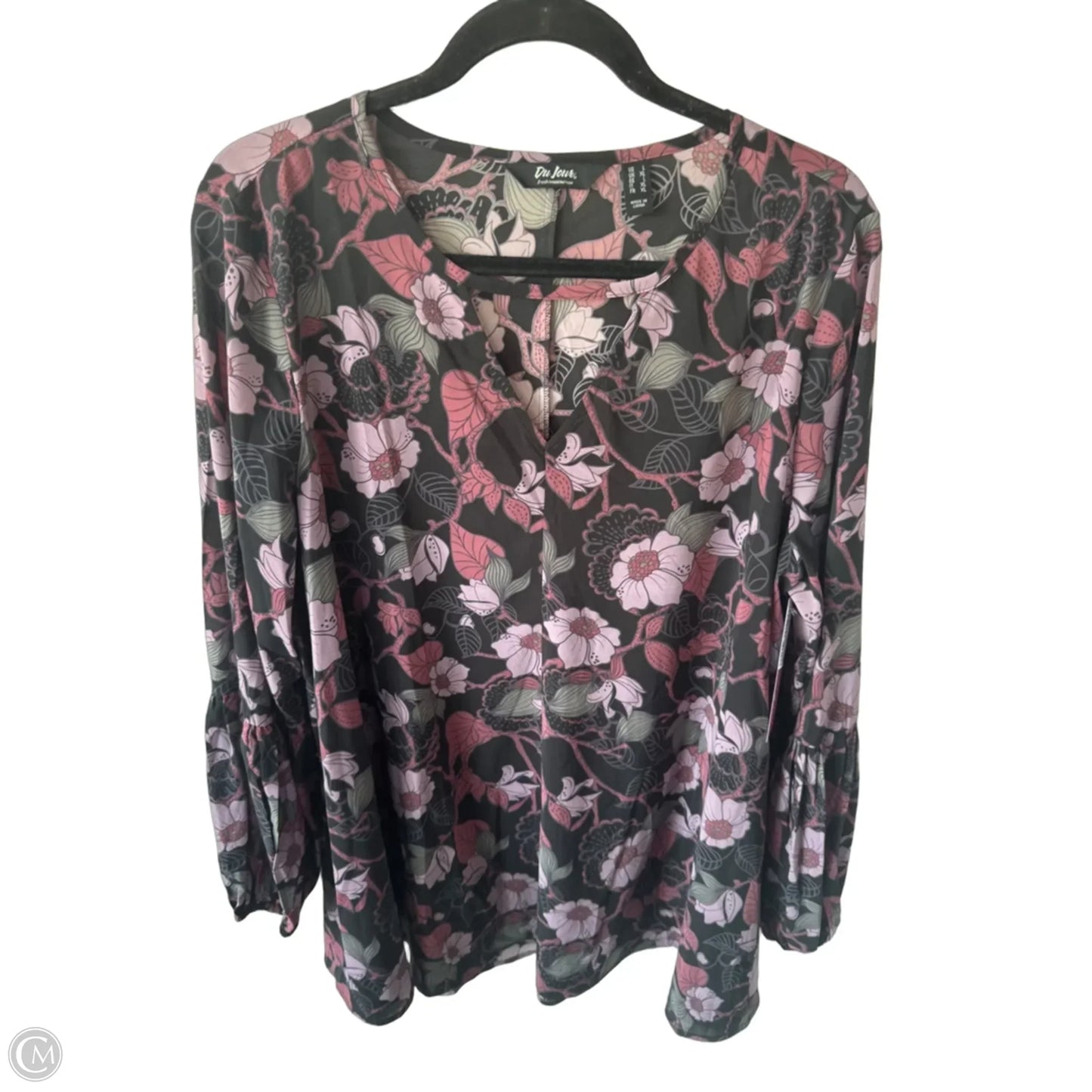 Top Long Sleeve By Clothes Mentor In Black & Pink, Size: L