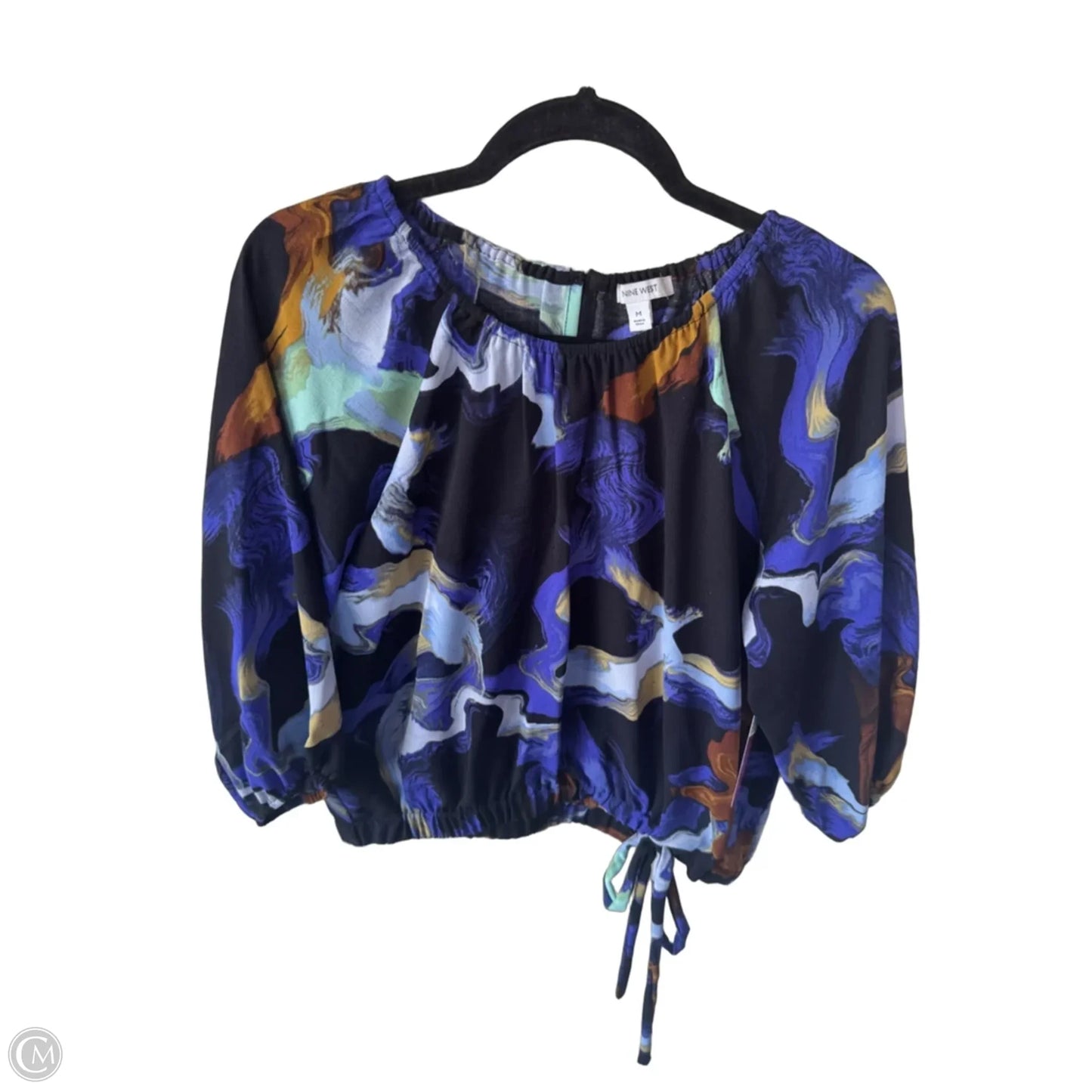 Top 3/4 Sleeve By Nine West In Black & Blue, Size: M