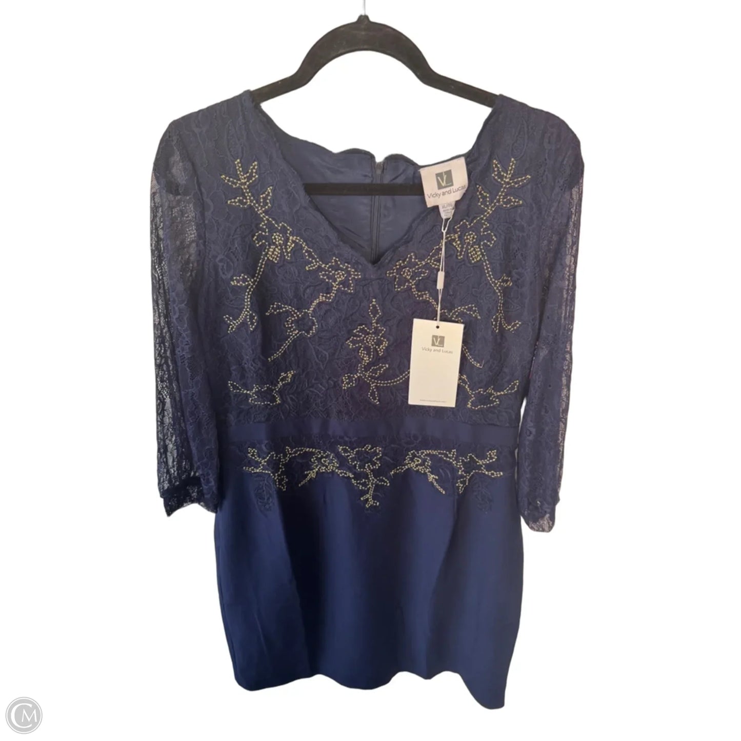 Dress Party Short By Clothes Mentor In Blue & Gold, Size: Xl