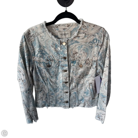 Jacket Denim By Liverpool In Blue & Cream, Size: S