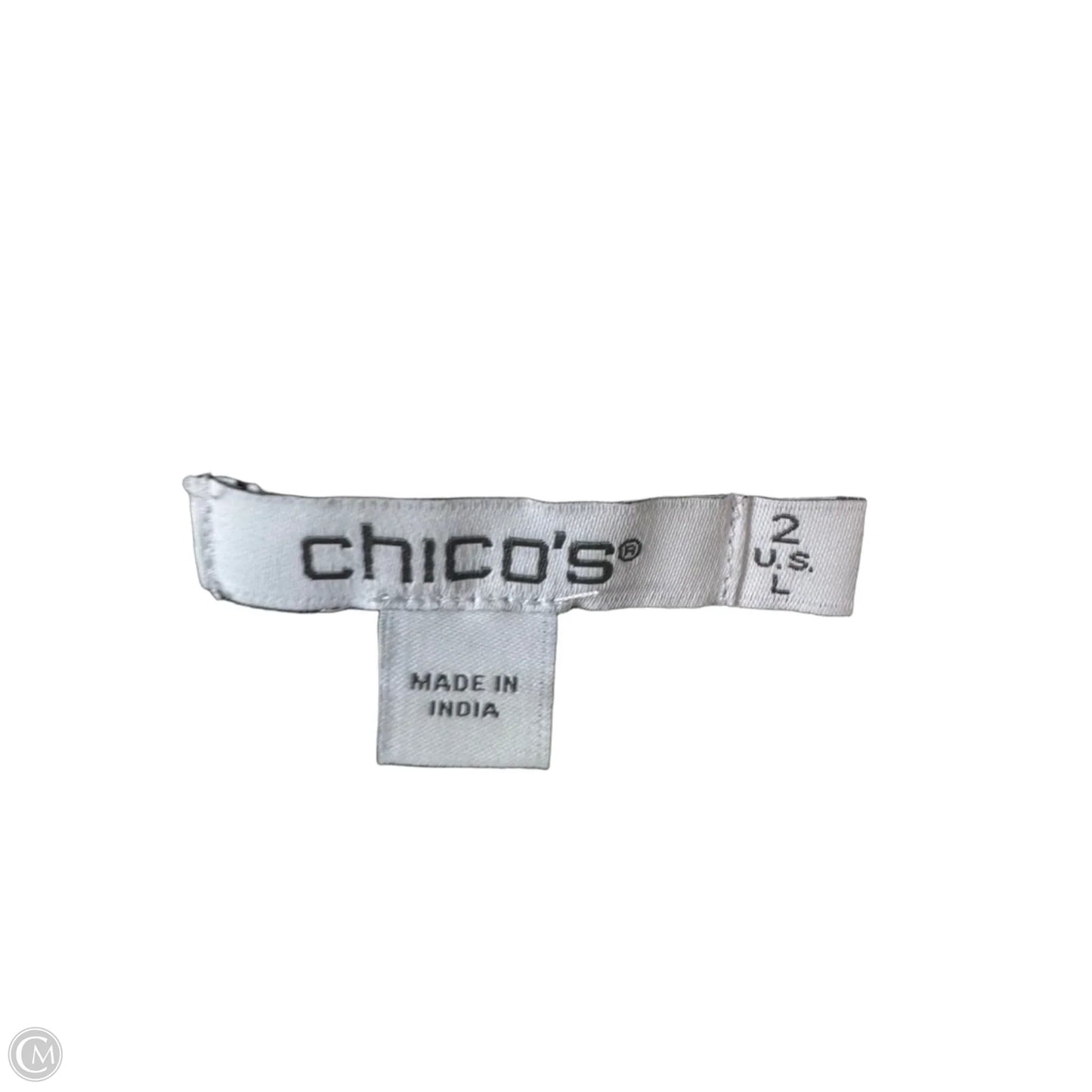 Top Short Sleeve By Chicos In Grey & White, Size: L
