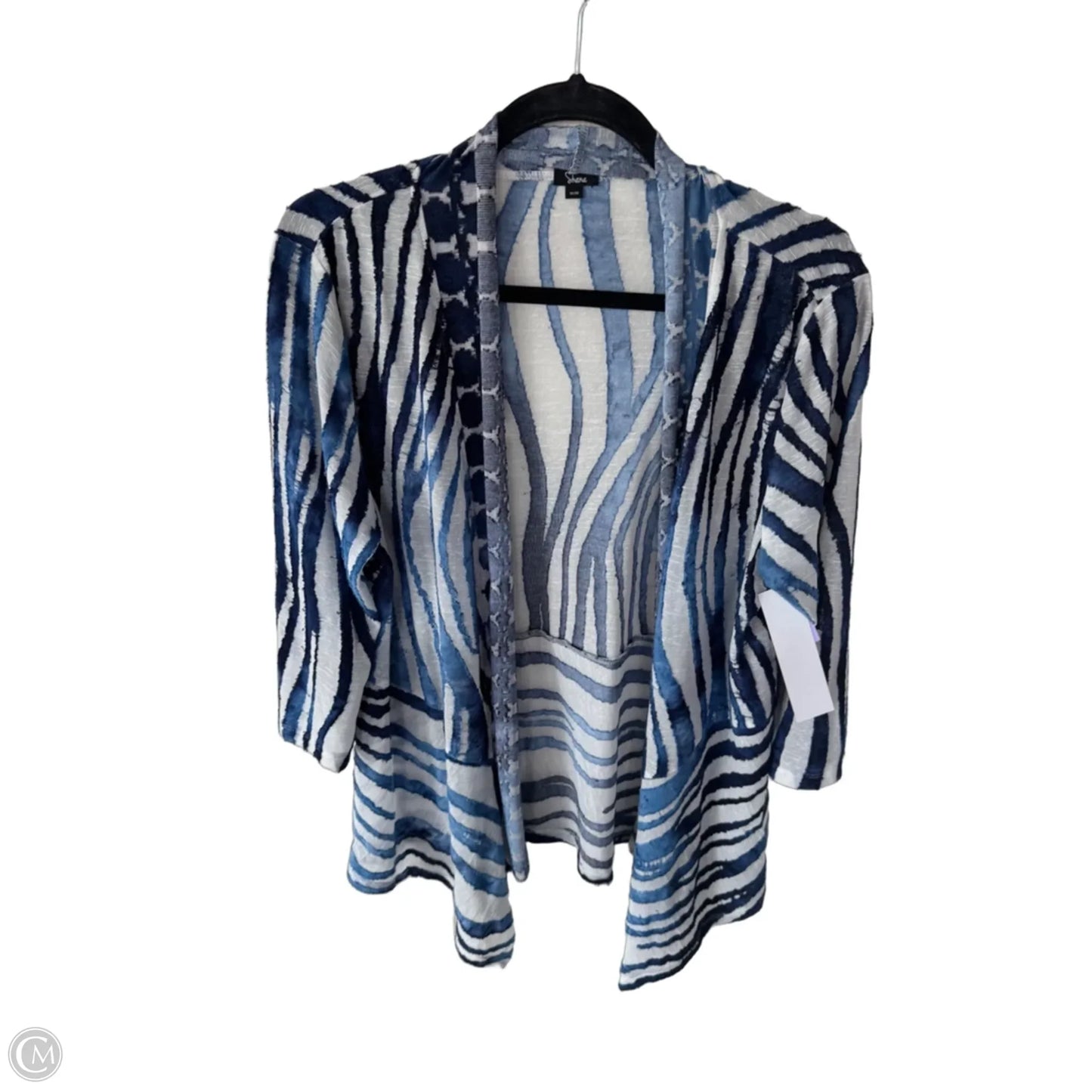 Cardigan By Clothes Mentor In Blue & White, Size: M