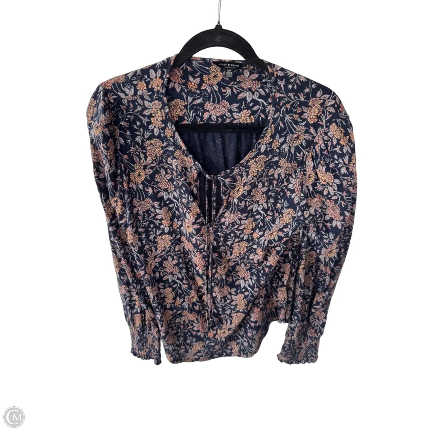 Top Long Sleeve By Lucky Brand In Blue & Orange, Size: S