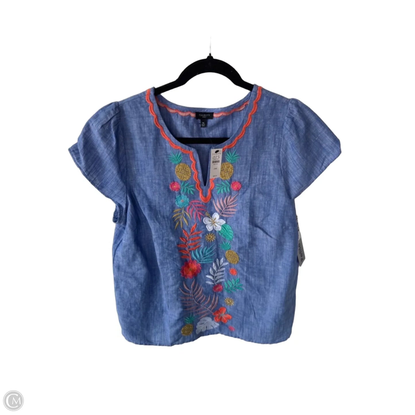 Top Short Sleeve By Talbots In Blue & Orange, Size: Mp