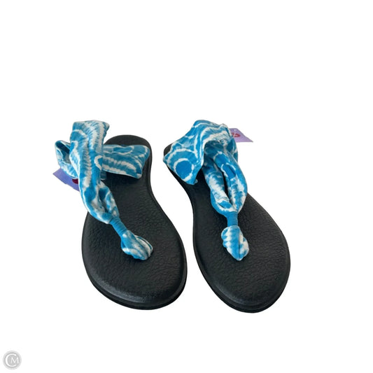 Sandals Flip Flops By Sanuk In Black & Blue, Size: 8