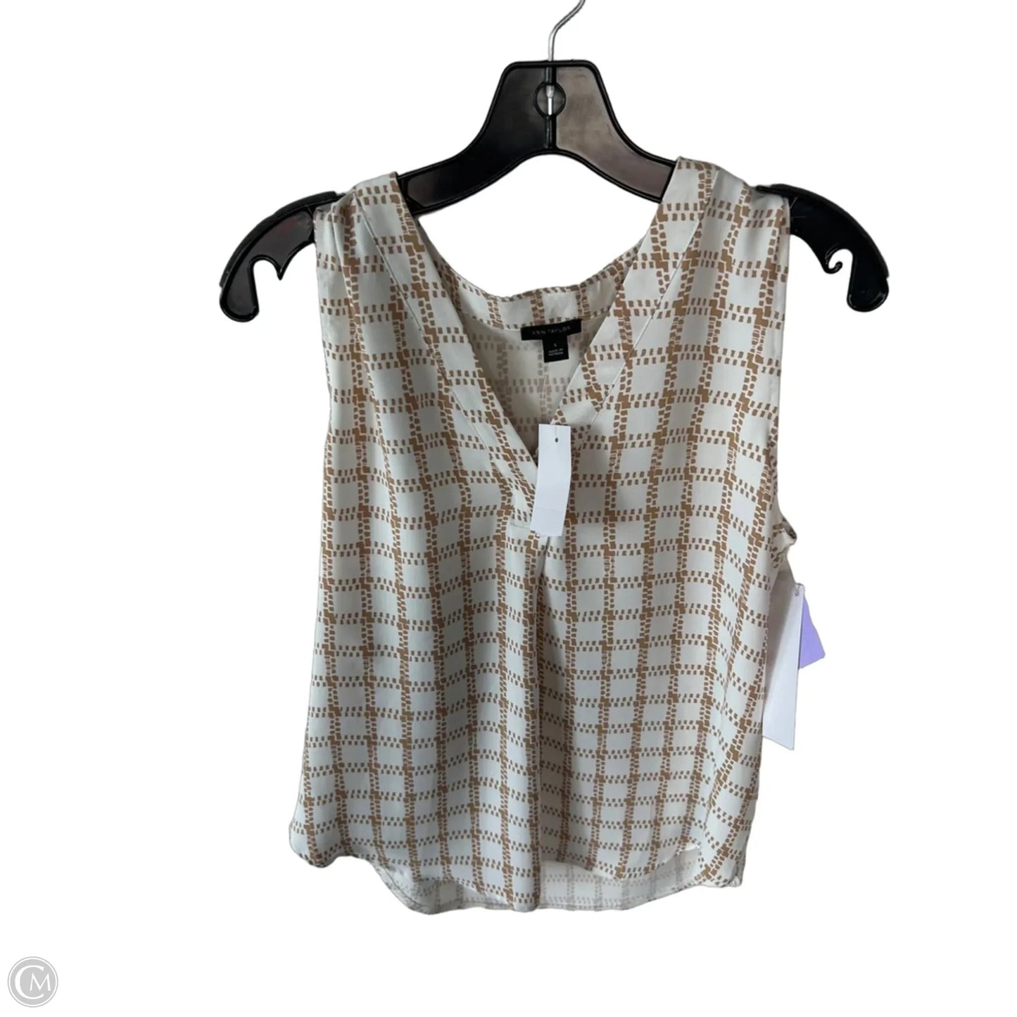 Top Sleeveless By Ann Taylor In Tan & White, Size: S