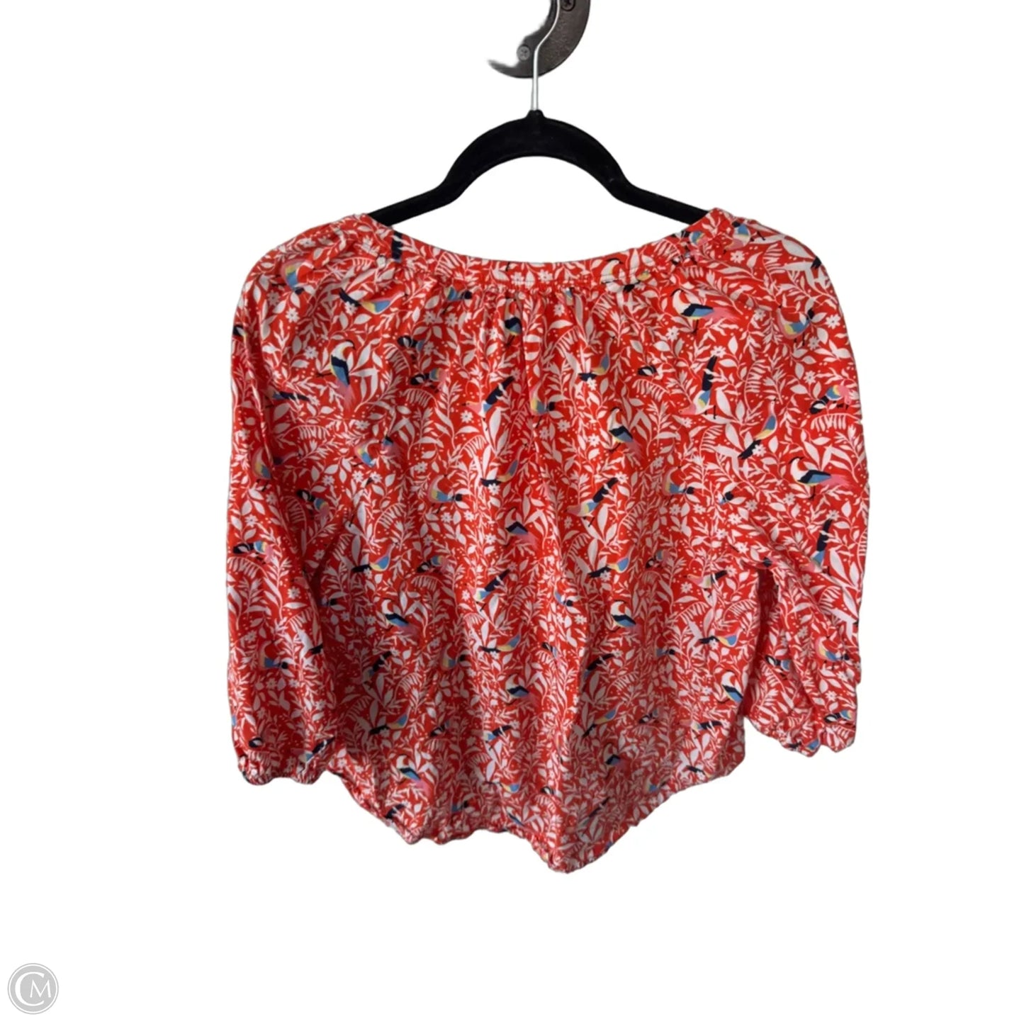 Top 3/4 Sleeve By Loft In Orange & White, Size: Lp