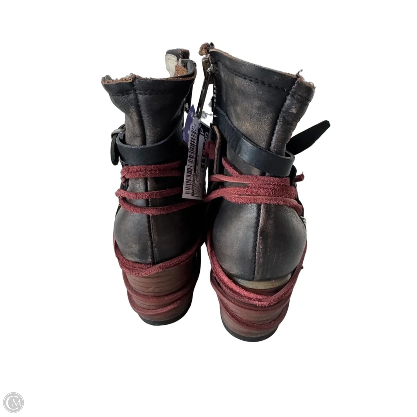 Boots Ankle Heels By Freebird In Black & Red, Size: 10