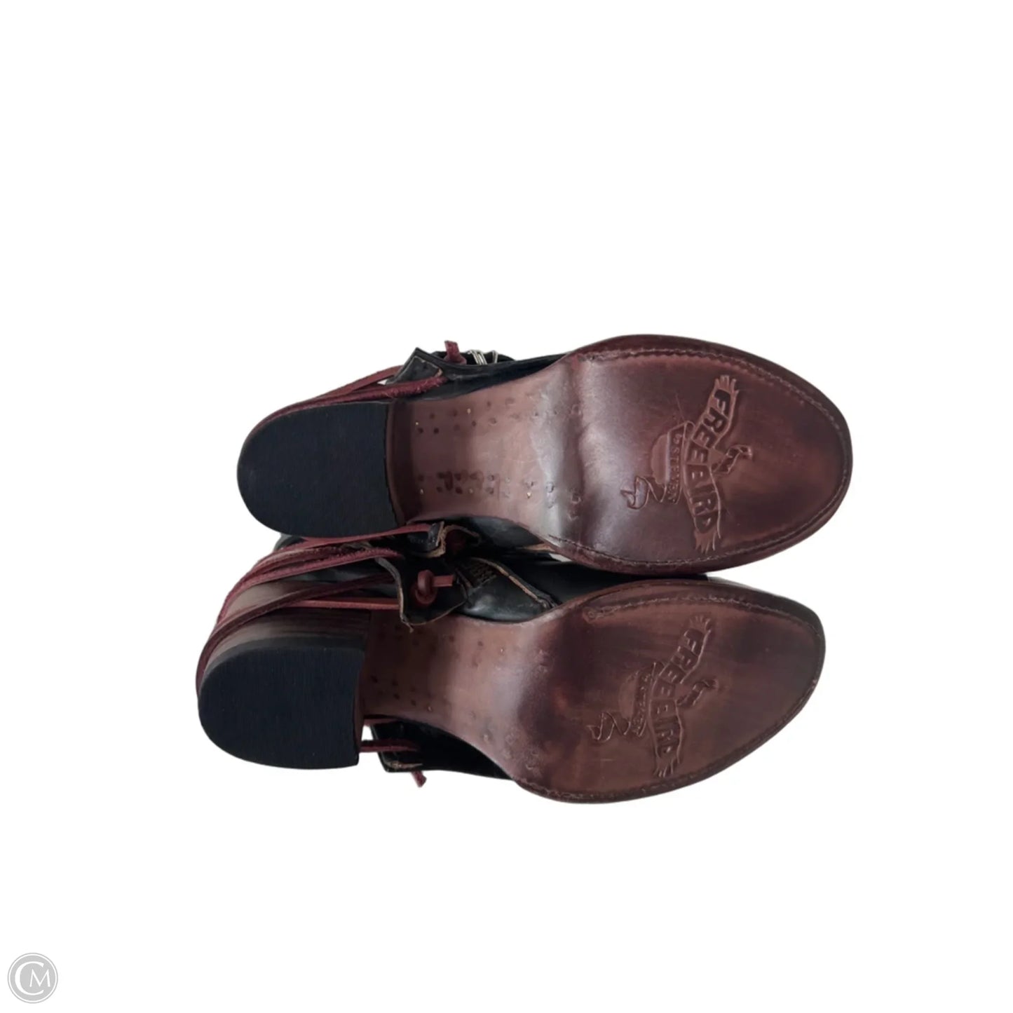 Boots Ankle Heels By Freebird In Black & Red, Size: 10