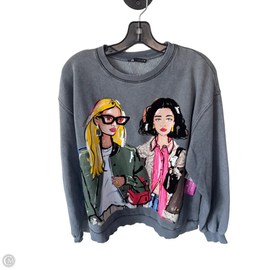 Sweatshirt Crewneck By Zara In Grey, Size: M