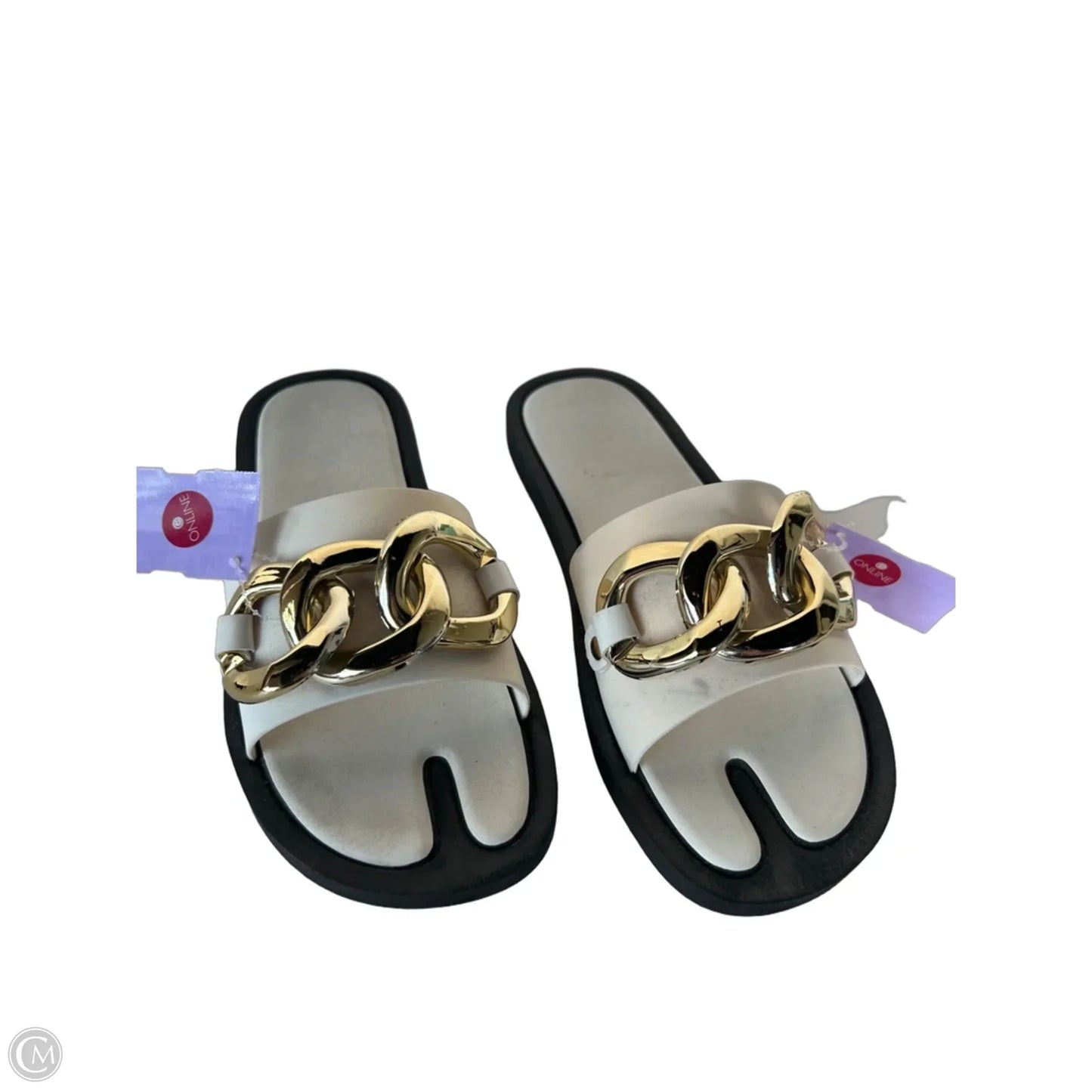 Sandals Flats By Clothes Mentor In Black & White, Size: 9.5