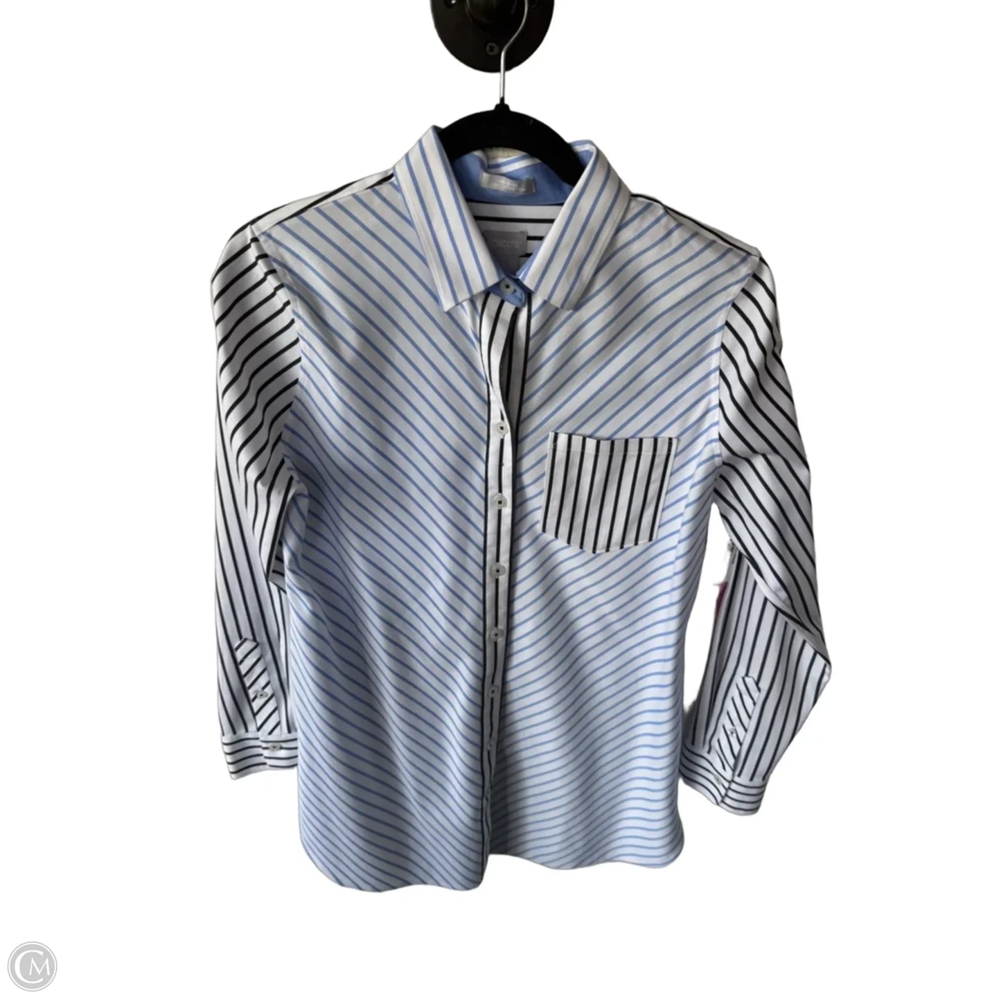 Tunic Long Sleeve By Chicos In Blue & White, Size: S