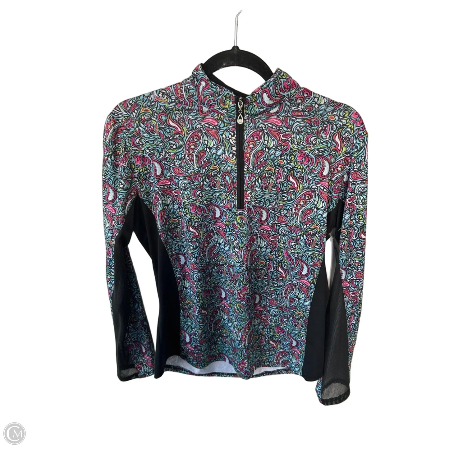 Athletic Top Long Sleeve Collar By Clothes Mentor In Black & Blue, Size: M