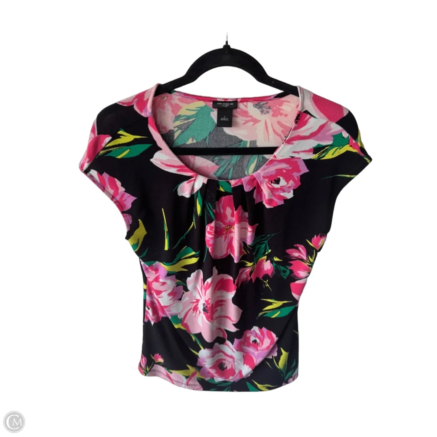 Top Sleeveless By Ann Taylor In Black & Pink, Size: S