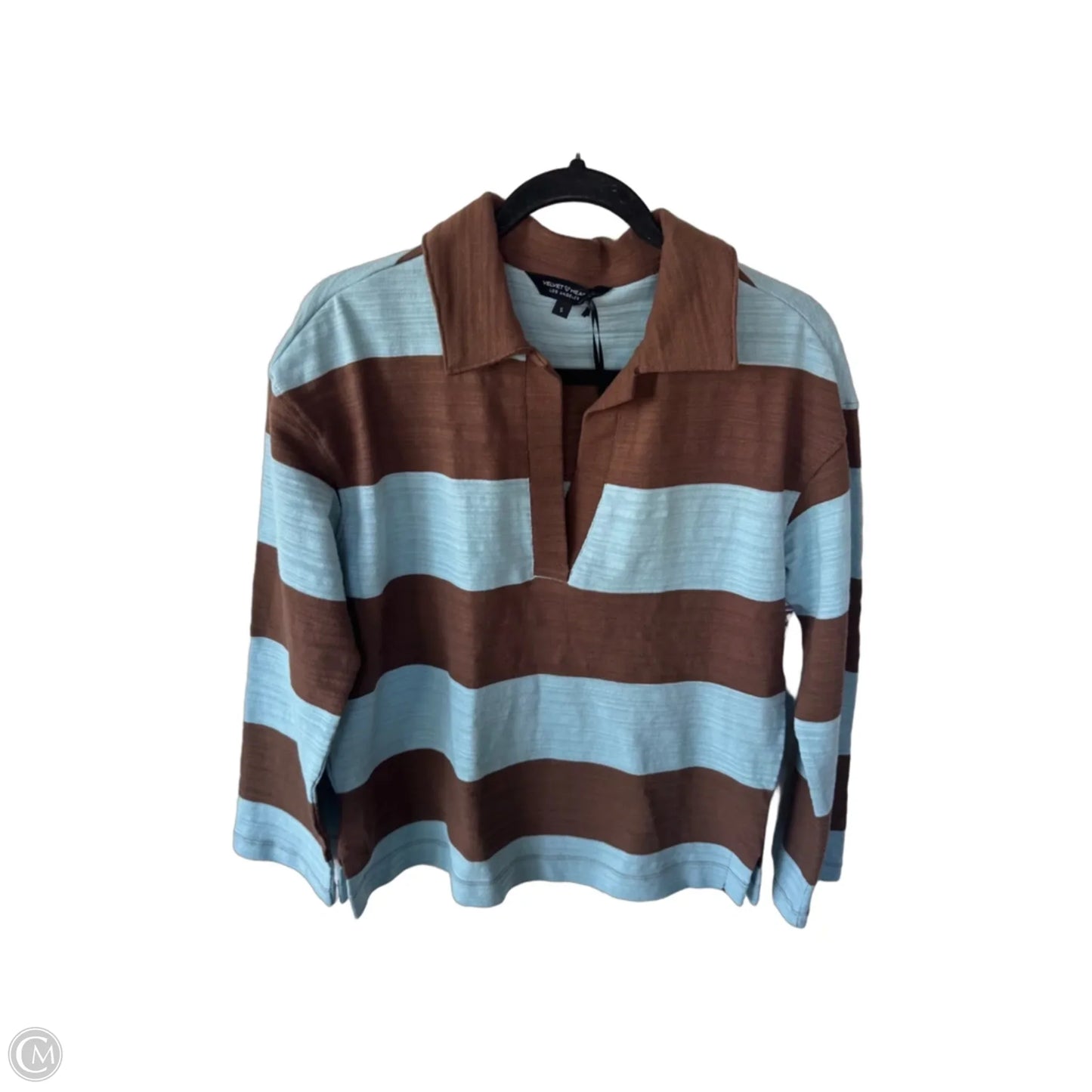 Top Long Sleeve By Velvet Heart In Blue & Brown, Size: S