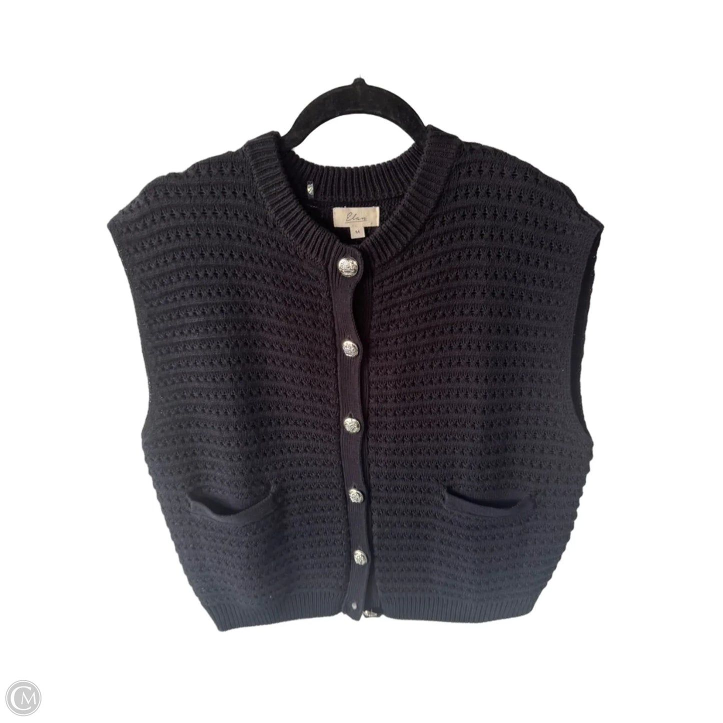 Vest Sweater By Elan In Black, Size: M