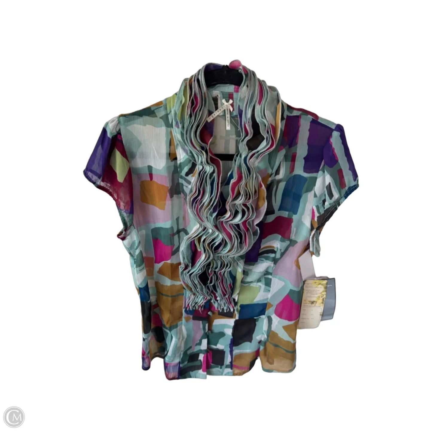 Top Short Sleeve By Lapis In Blue & Purple, Size: L