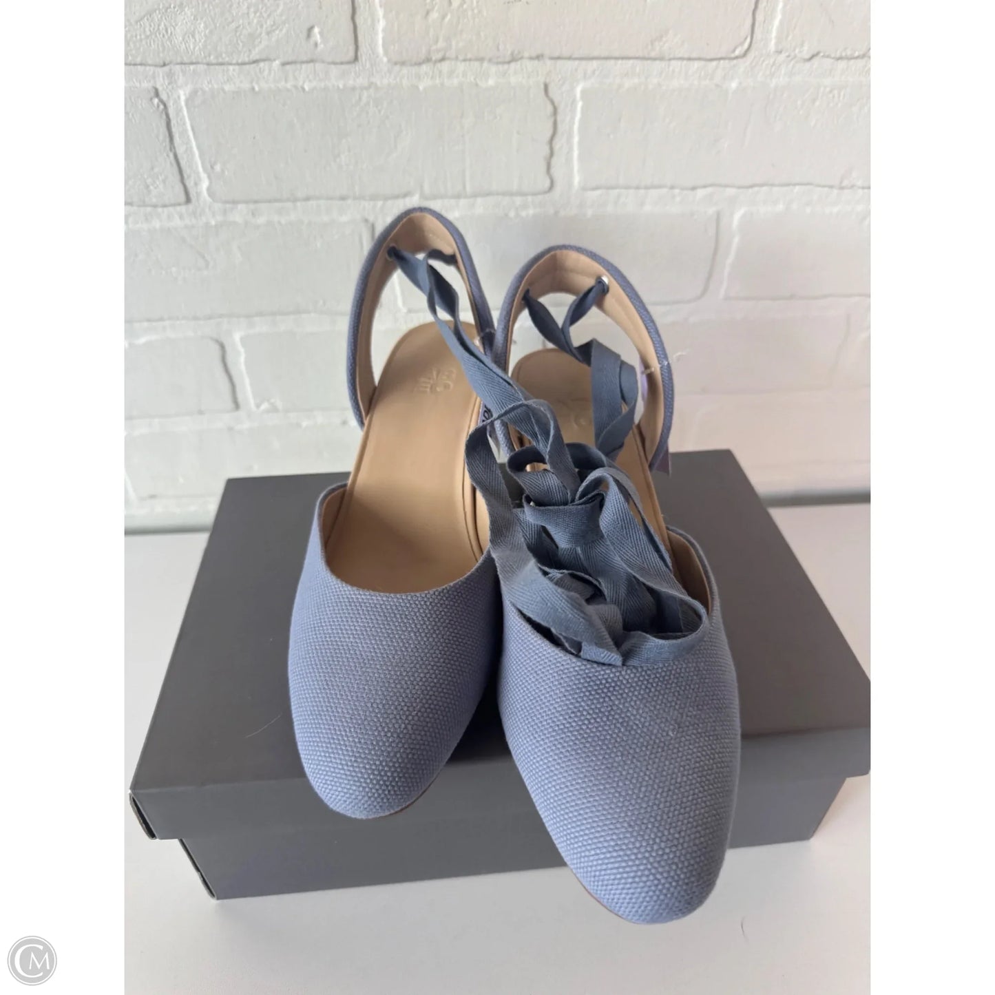 Shoes Heels Wedge By Abeo In Blue & Tan, Size: 9.5
