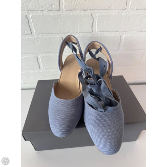 Shoes Heels Wedge By Abeo In Blue & Tan, Size: 9.5