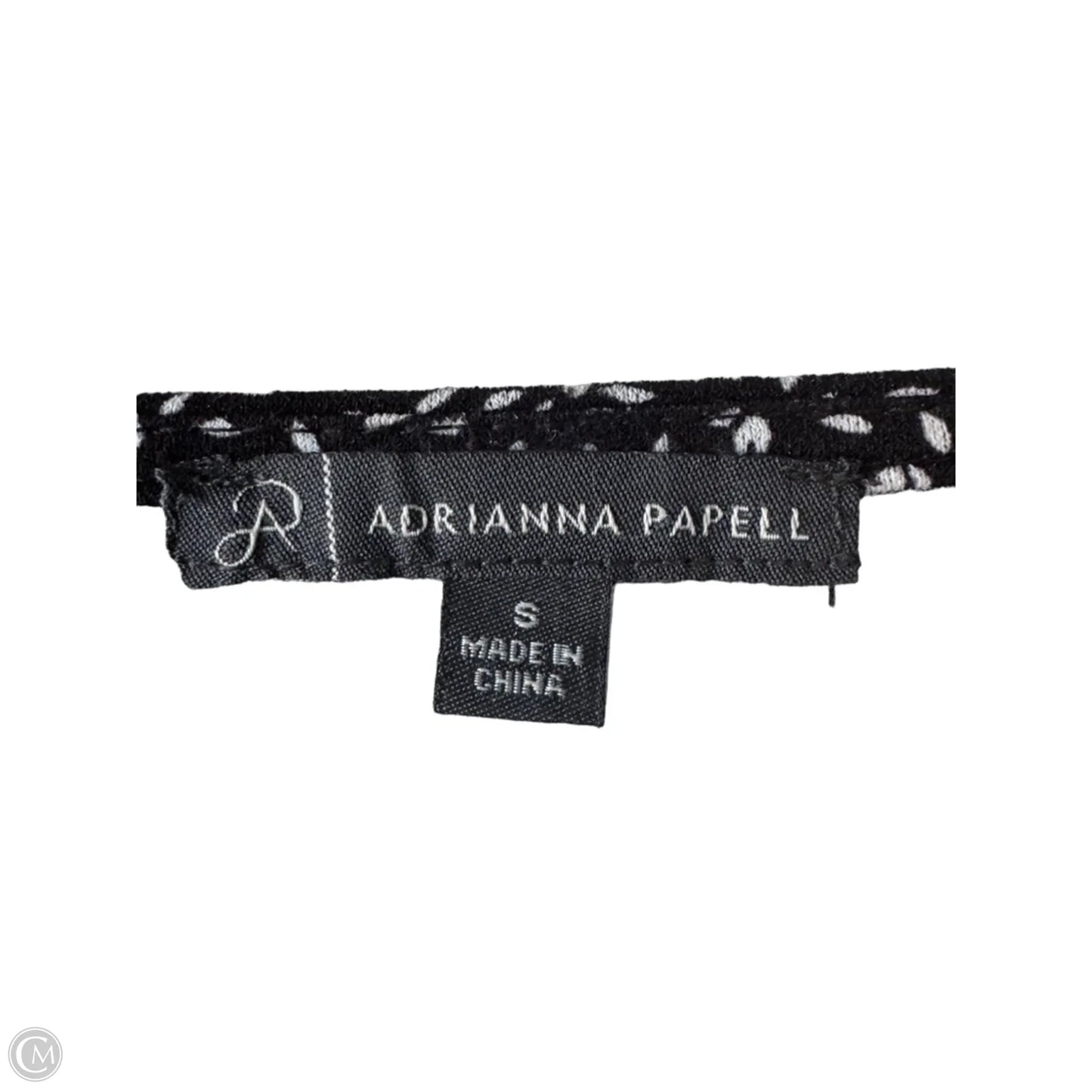 Top Short Sleeve By Adrianna Papell In Black & White, Size: S