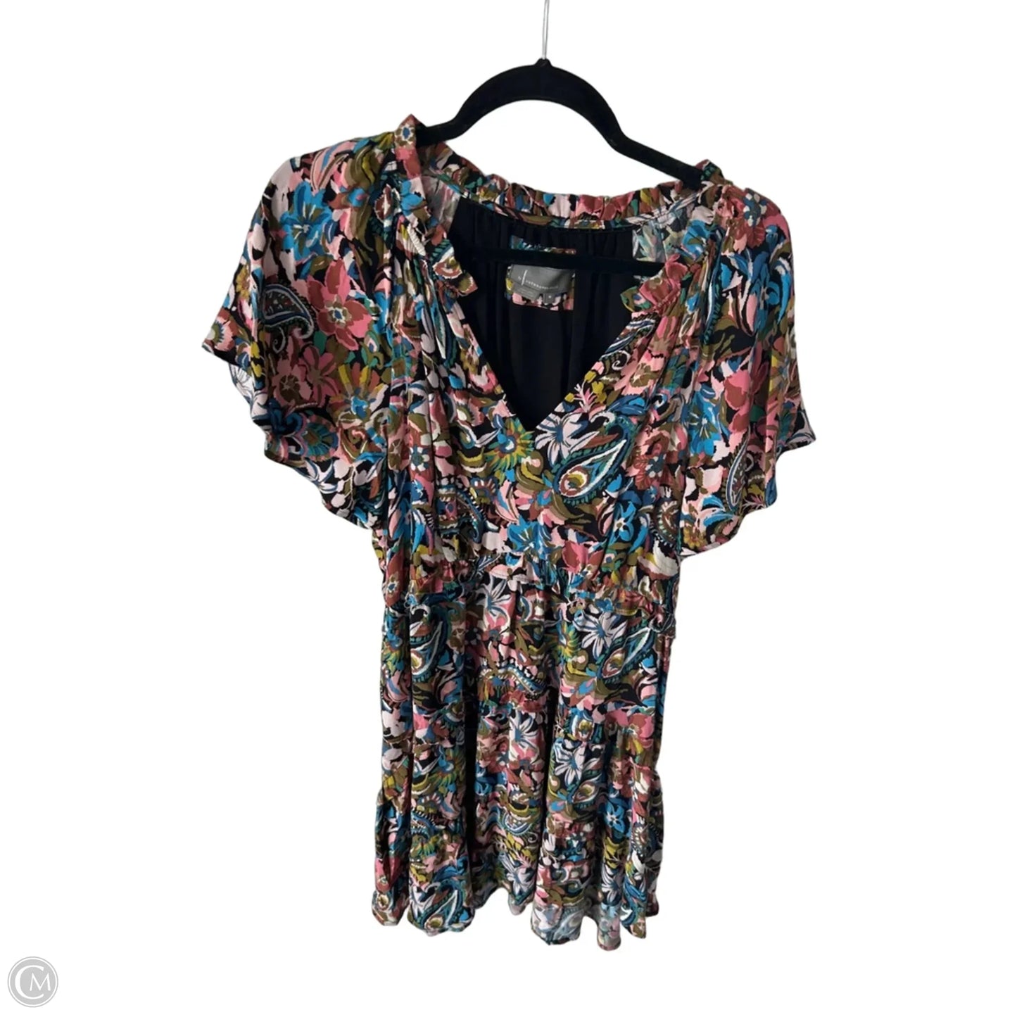 Dress Casual Short By Anthropologie In Black & Green, Size: M