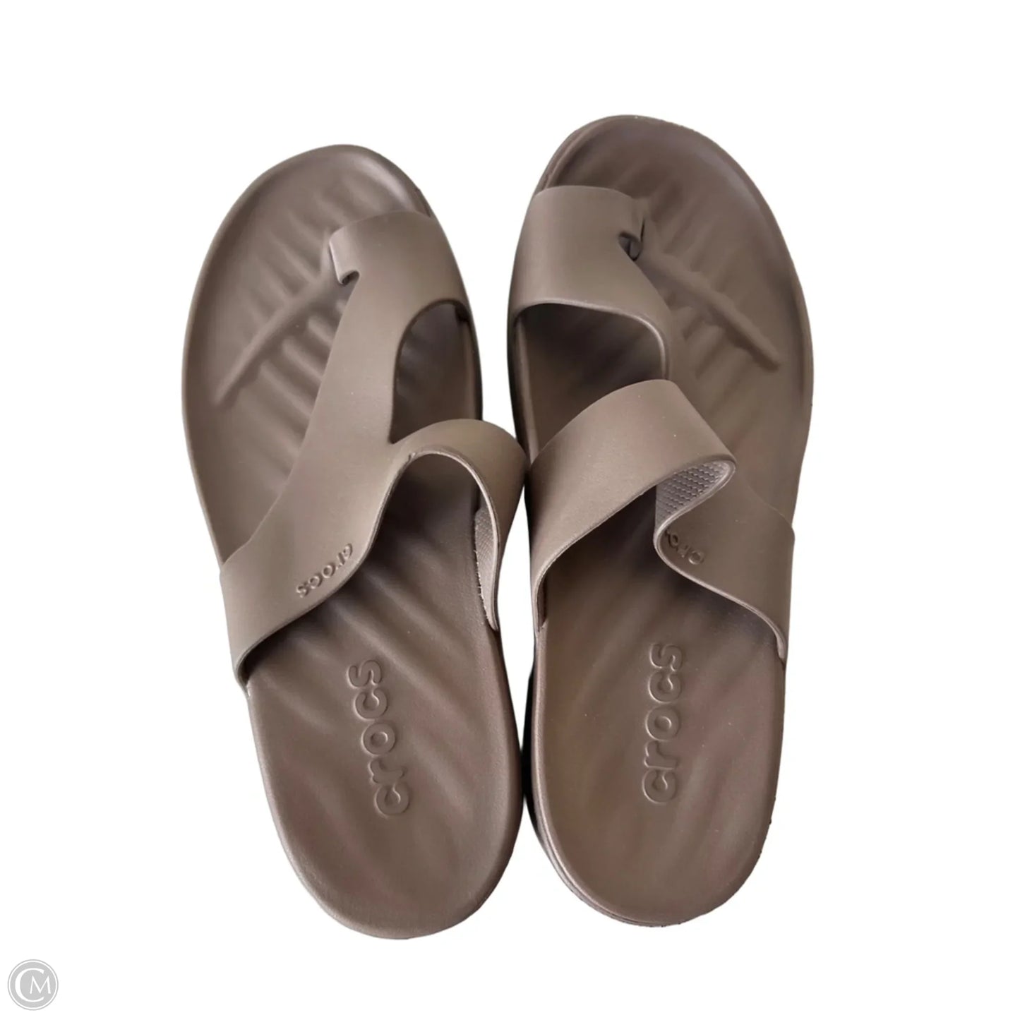 Sandals Flip Flops By Crocs In Brown, Size: 7