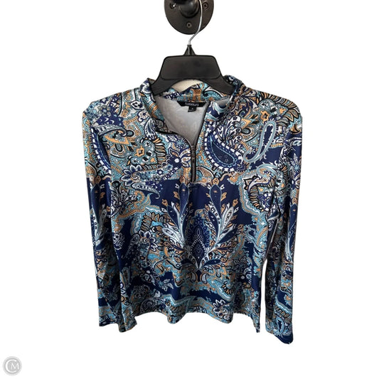 Athletic Top Long Sleeve Collar By Clothes Mentor In Blue & Yellow, Size: M