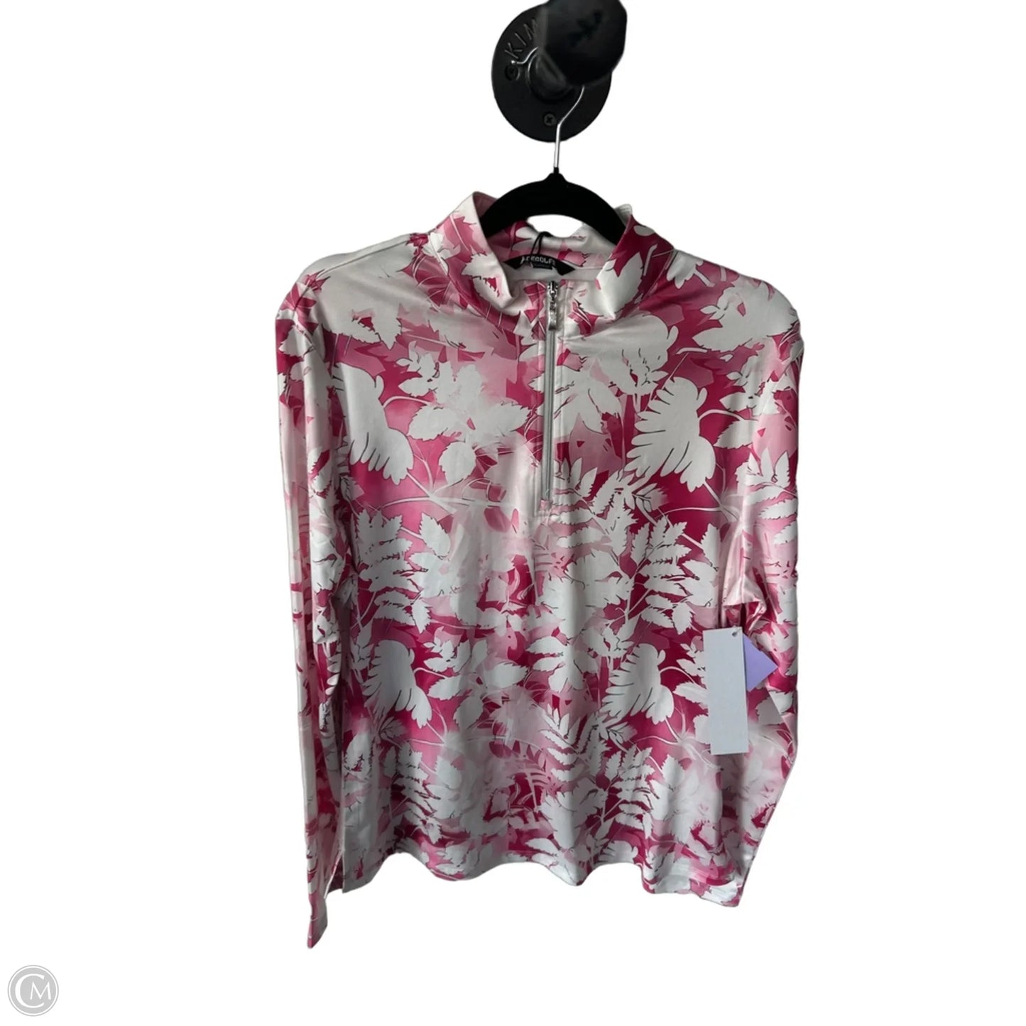 Athletic Top Long Sleeve Collar By Clothes Mentor In Pink & White, Size: M