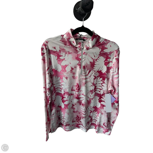 Athletic Top Long Sleeve Collar By Clothes Mentor In Pink & White, Size: M