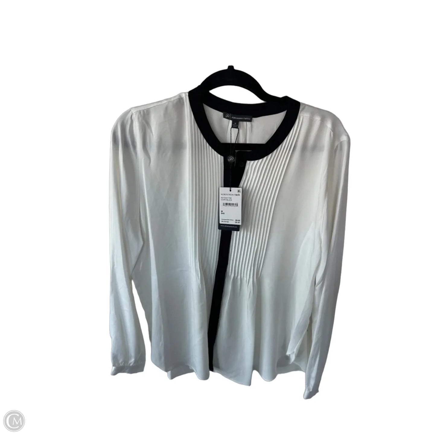 Top Long Sleeve By Adrianna Papell In Black & White, Size: M