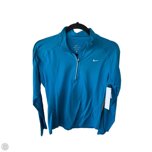 Athletic Top Long Sleeve Collar By Nike In Blue, Size: M