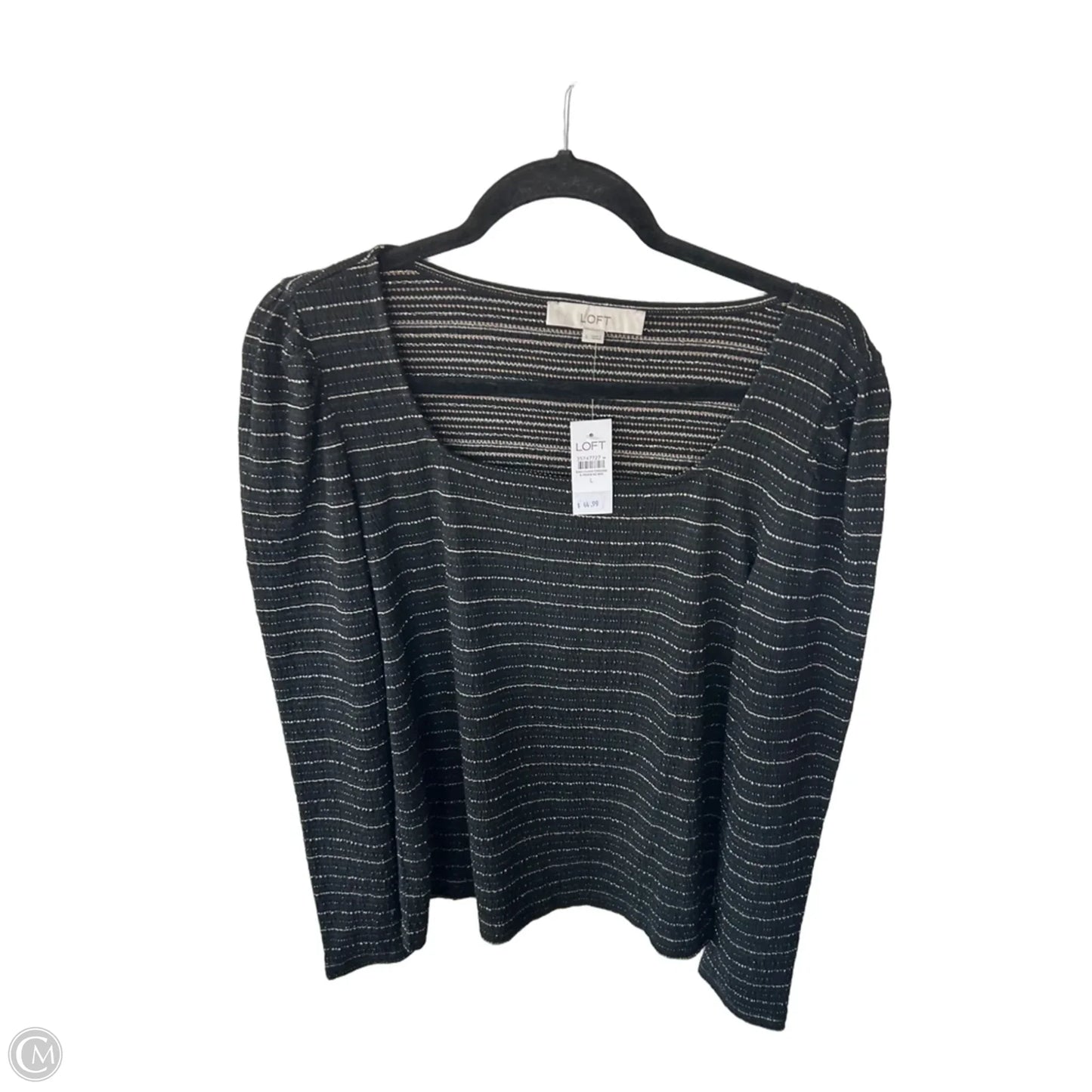 Top Long Sleeve By Loft In Black & Gold, Size: L