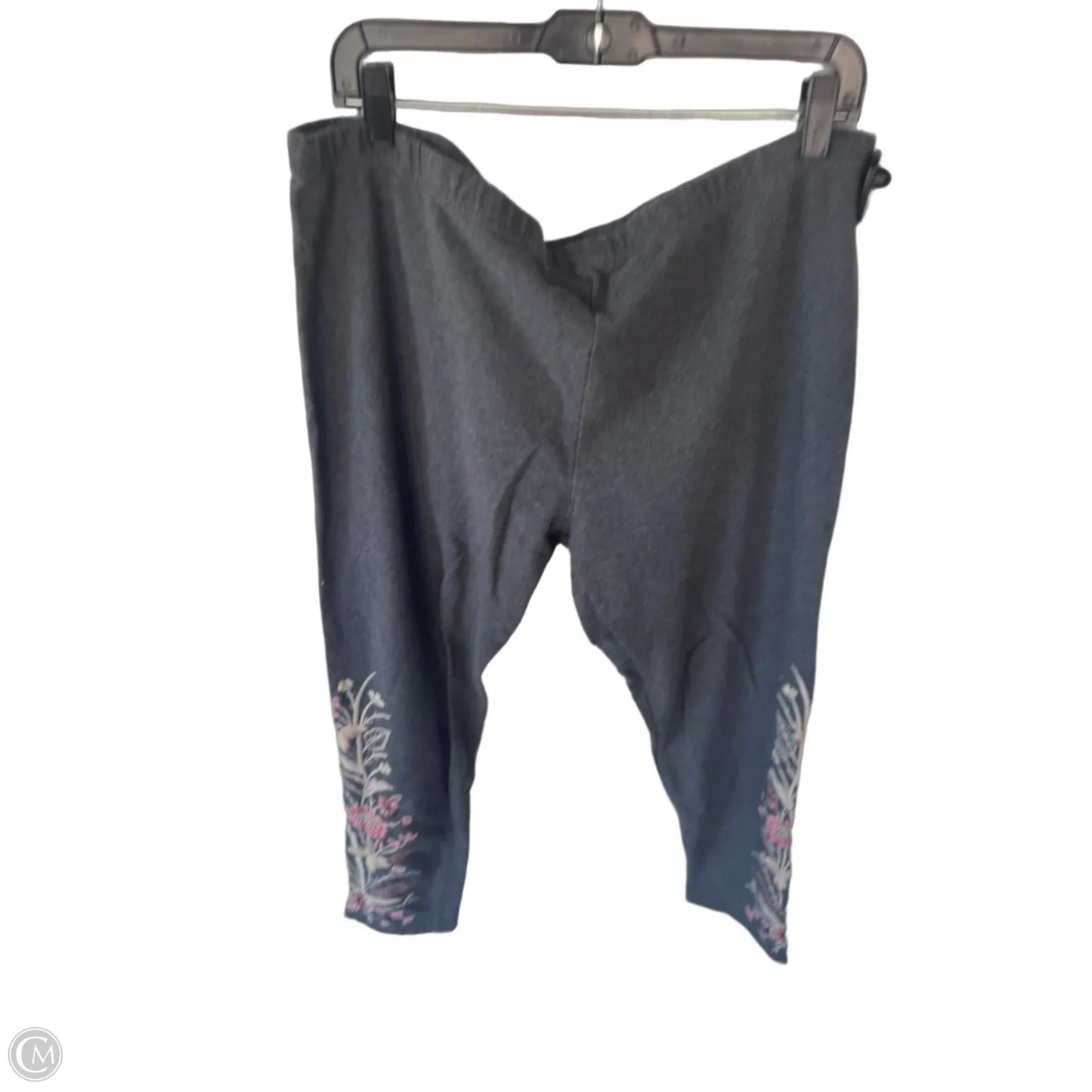 Pants Designer By Johnny Was In Grey & Pink, Size: Xxl