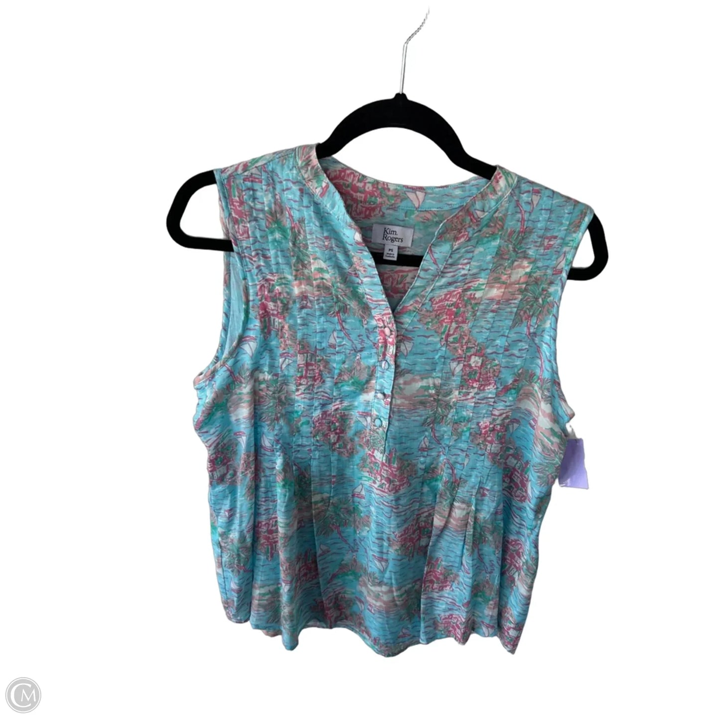 Top Sleeveless By Kim Rogers In Blue & Pink, Size: Sp