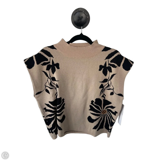 Sweater Short Sleeve By Entro In Black & Tan, Size: L