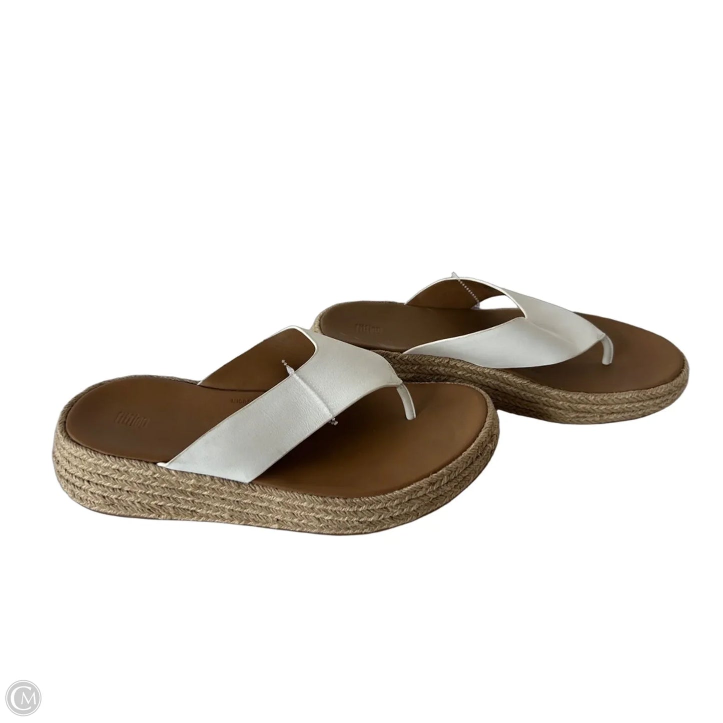 Sandals Flip Flops By Fitflop In Tan & White, Size: 9