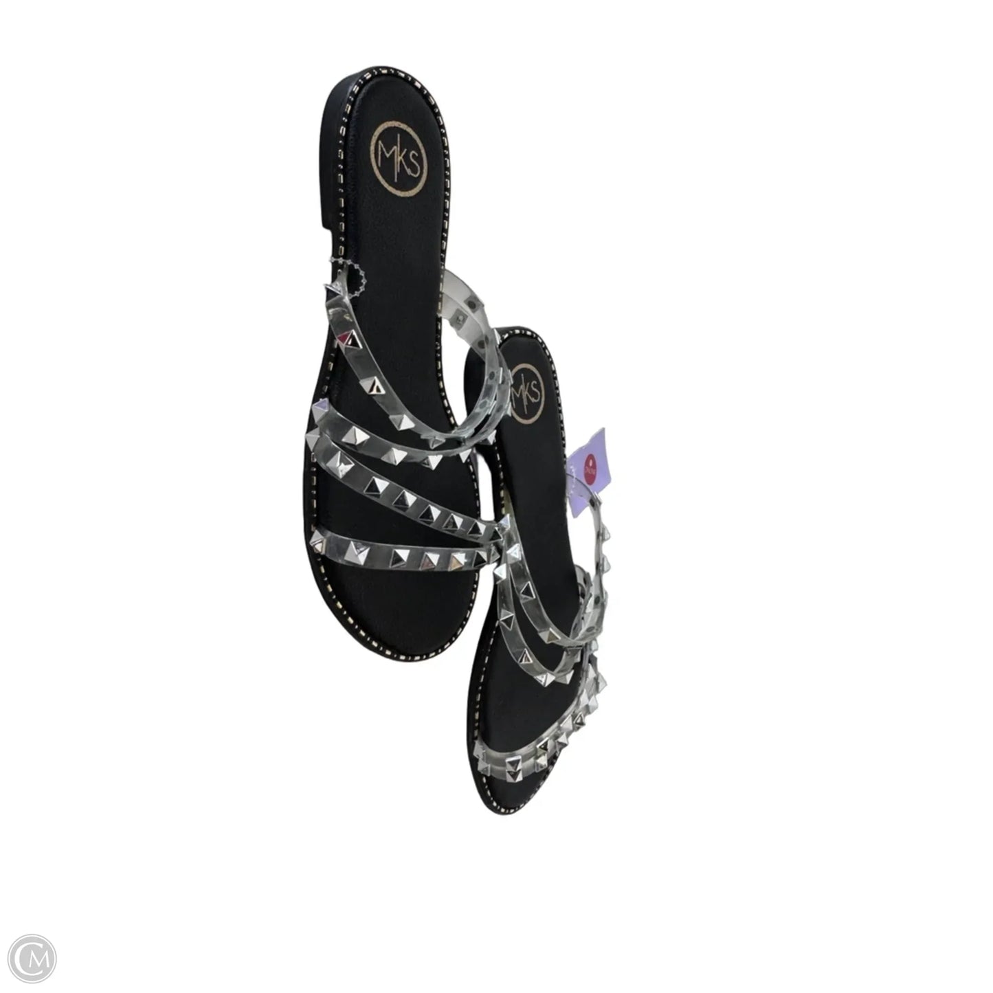 Sandals Flats By Clothes Mentor In Black & Silver, Size: 8