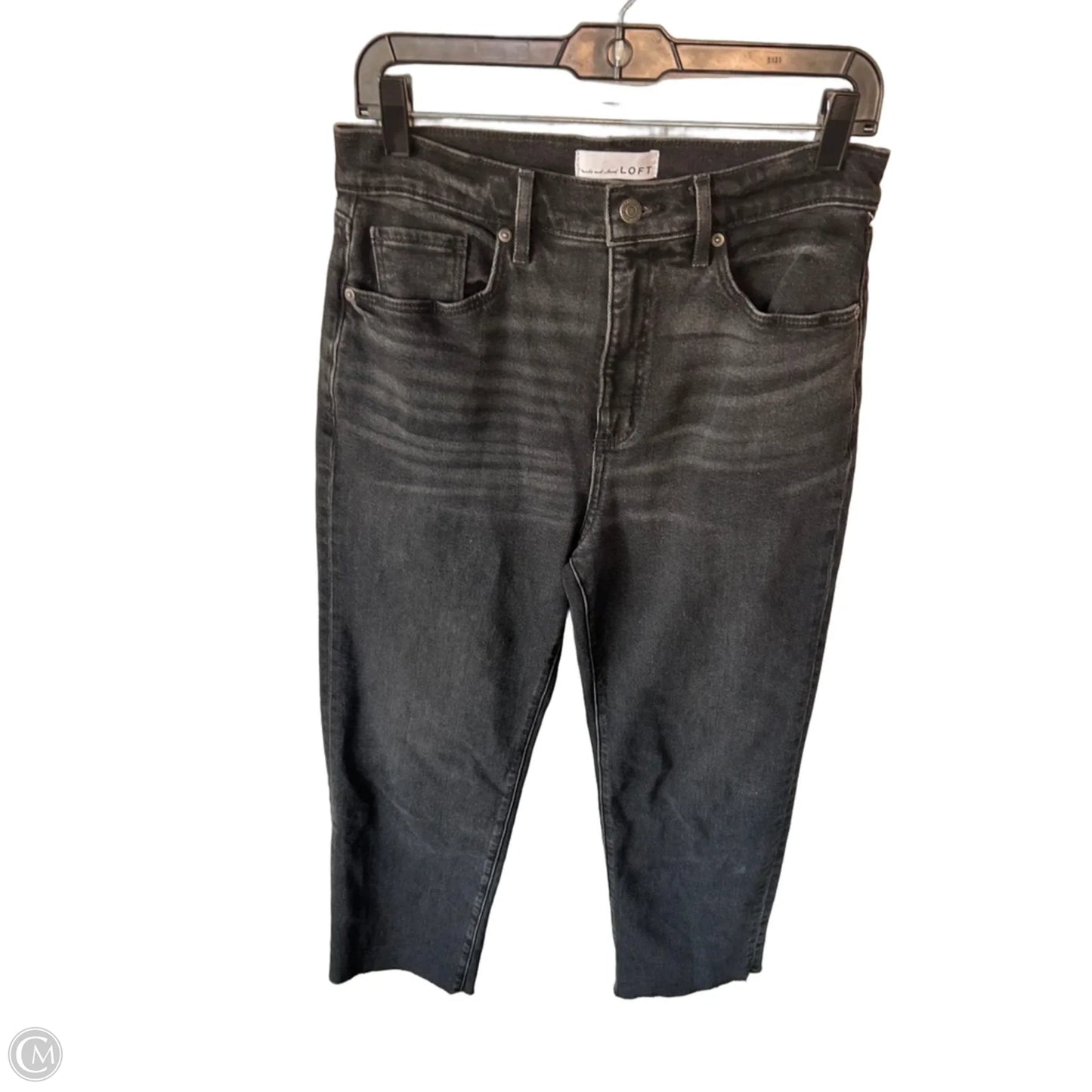 Jeans Straight By Loft In Black Denim, Size: 6