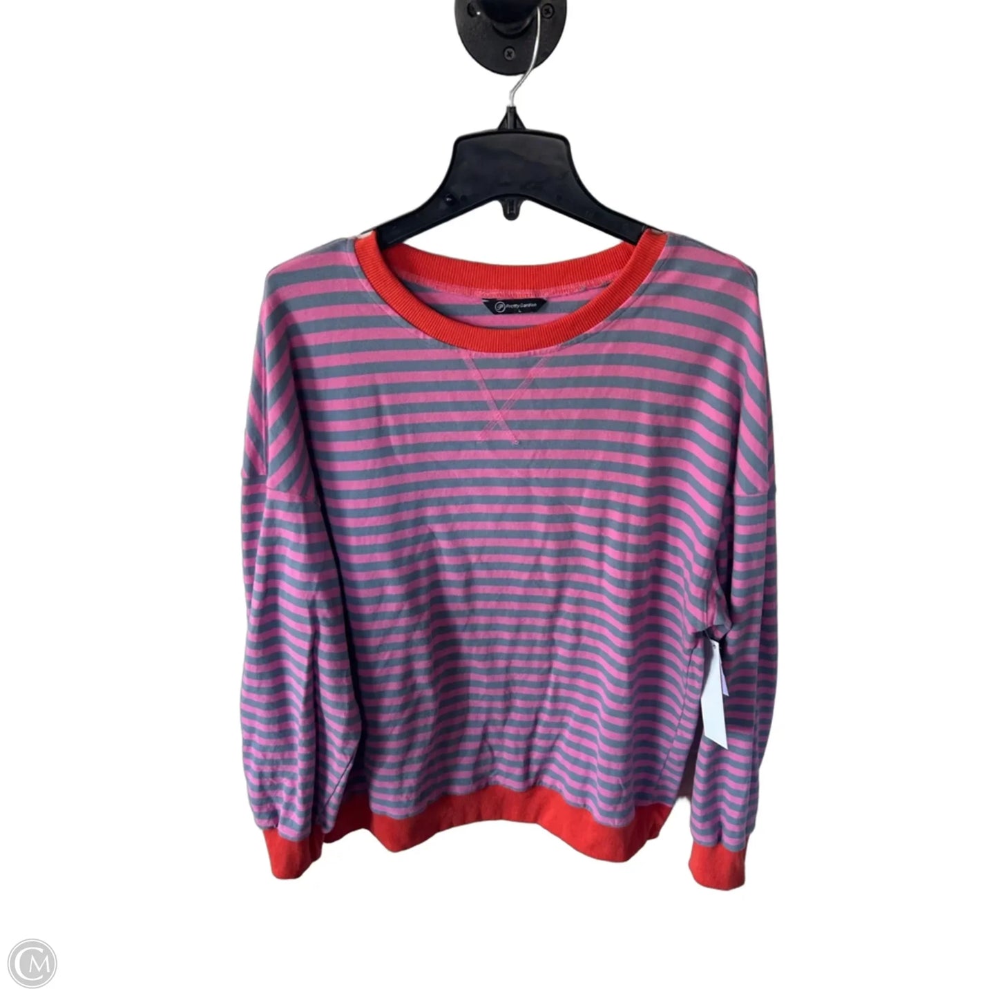 Sweatshirt Crewneck By Prettygarden In Grey & Pink, Size: L